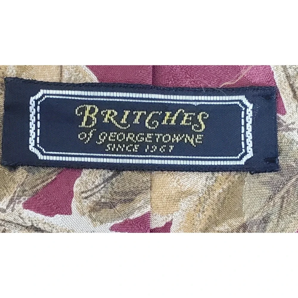 Britches of Georgetown Men's Neck Tie 100% Silk Rust‎ Color With Gold Leaves 54